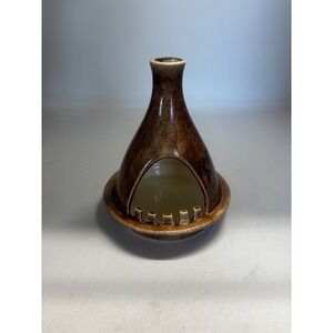 Vintage Ceramic Teepee/Chimney Style Ashtray with Brown Turkey Design
